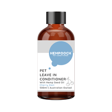 Load image into Gallery viewer, Product image of 250ml bottle of human grade waterless pet leave in conditioner with 100% Australian hemp seed oil.
